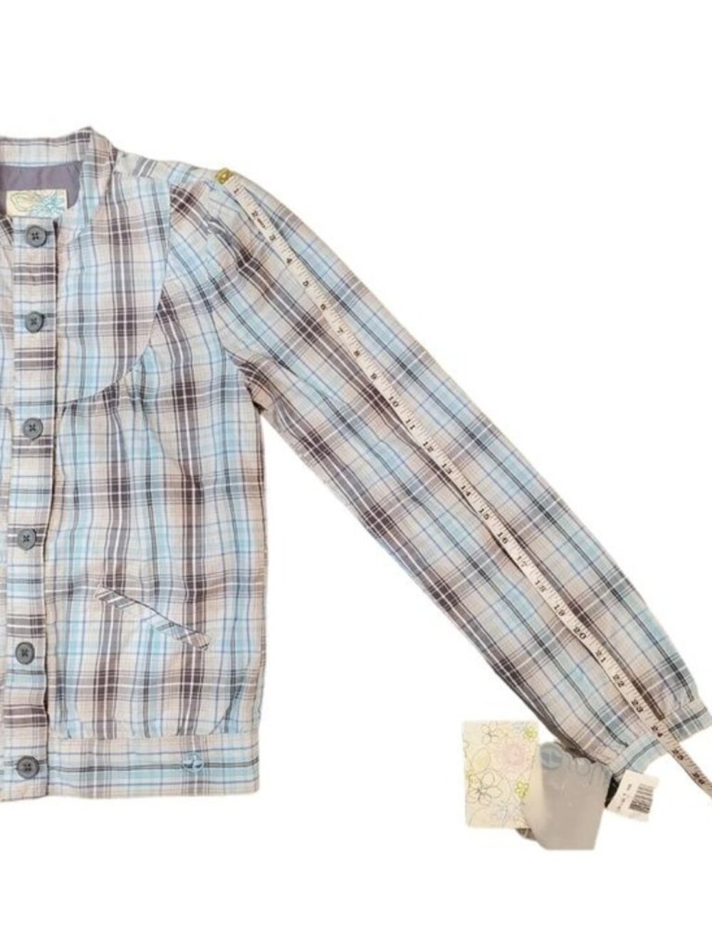 Split Women's Blue Plaid Print Jacket Size XSmall - Picture 12 of 12